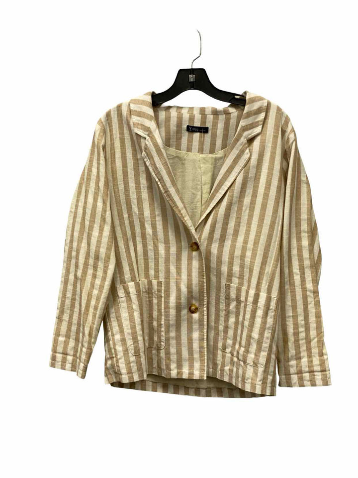 Very J Size S Tan White Striped Jacket