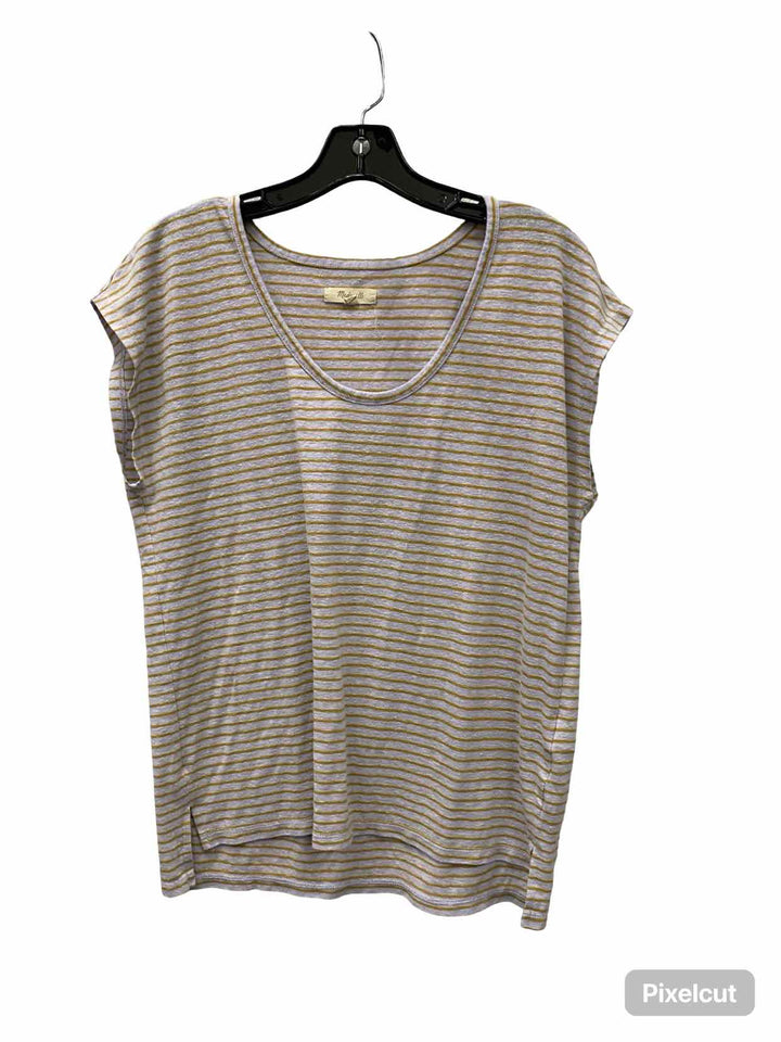 MadeWell Size S Purple Orange Striped Short Sleeve Shirts