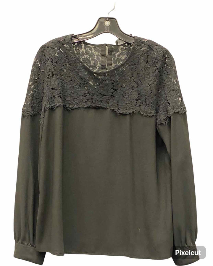 Lulus Size L Black Floral Long Sleeve Shirts