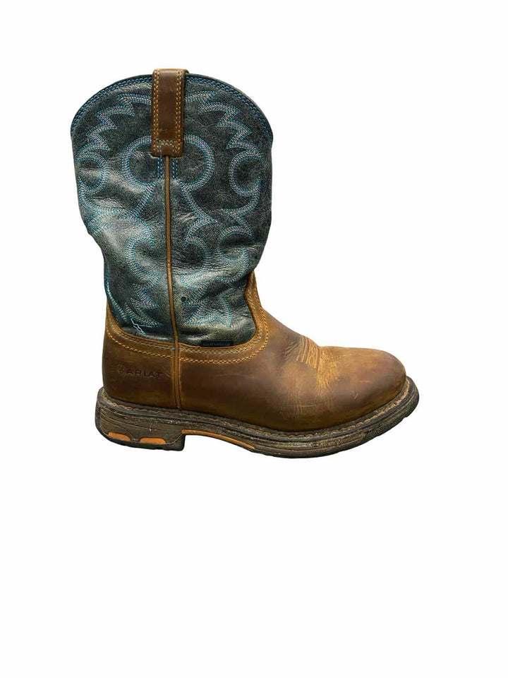 Ariat Shoe Size 39 Brown Blue Leather Waterproof WorkHog Boots(Ankle)