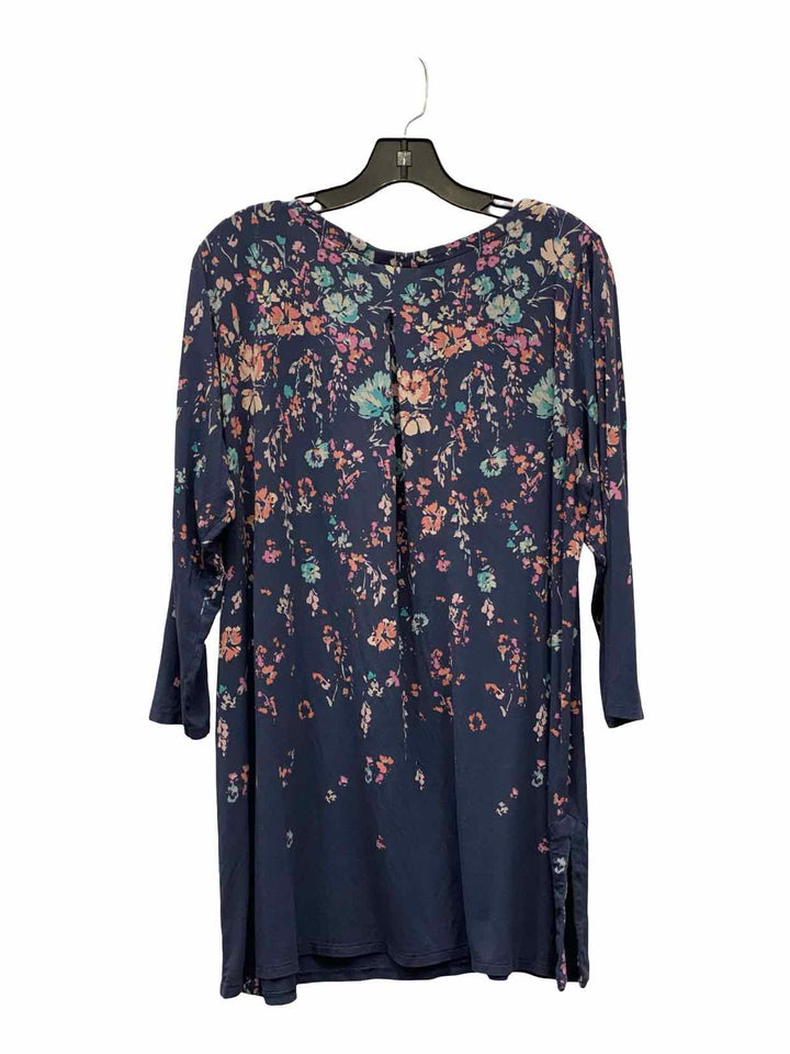 J Jill Size XL Blue Pink Floral Long Sleeve Shirts