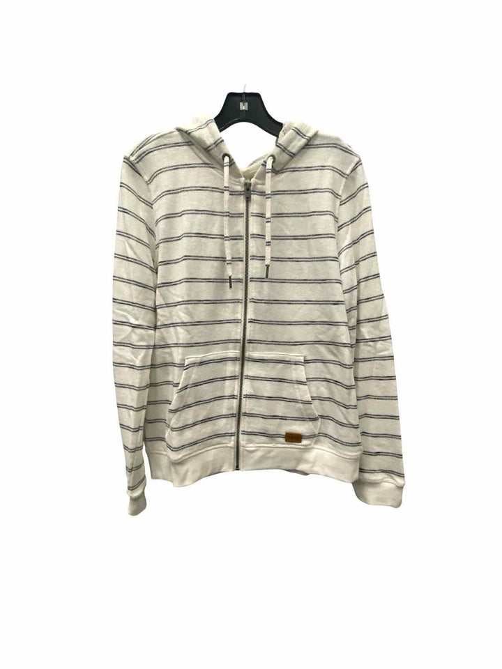 Roxy Size L White Blue Striped Sweatshirt