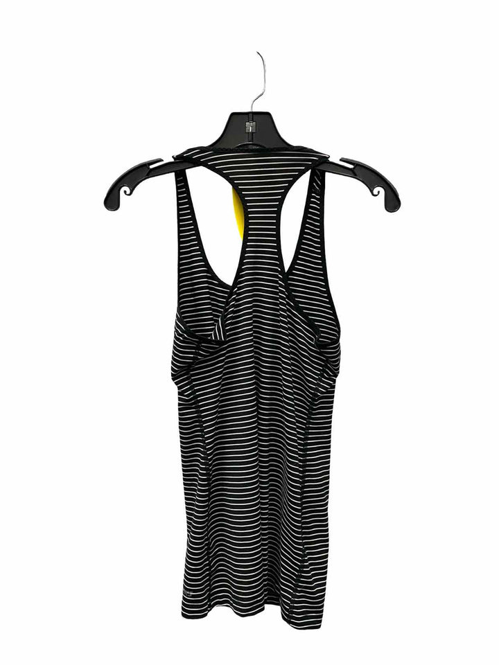 Brooks Size M Black White Stripes Athletic Tank Top