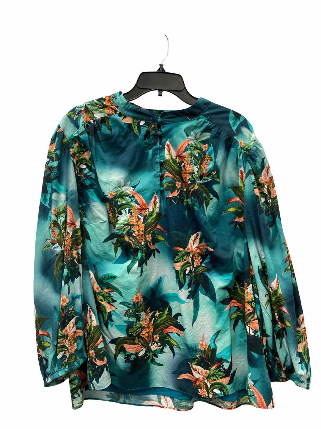 INC Size 3X Teal Multi Floral Long Sleeve Shirts
