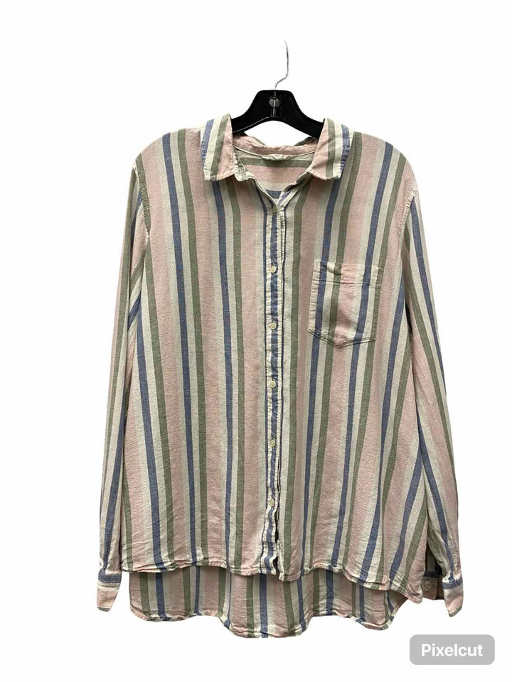 Caslon Size XL Multi-Color Stripe Long Sleeve Shirts