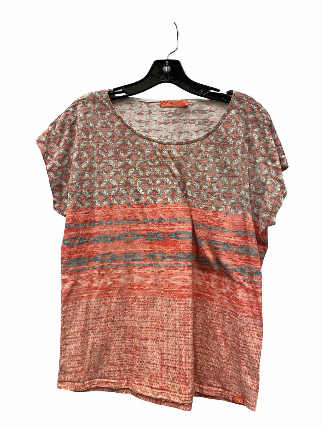 PrAna Size M Pink Blue Print Short Sleeve Shirts