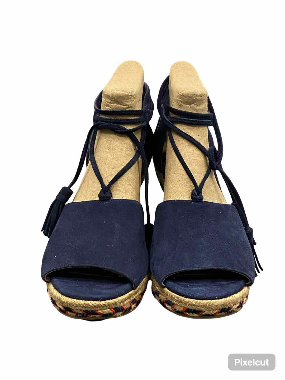 Cabi Shoe Size 7 Navy Suede Wedge Isla Sandals