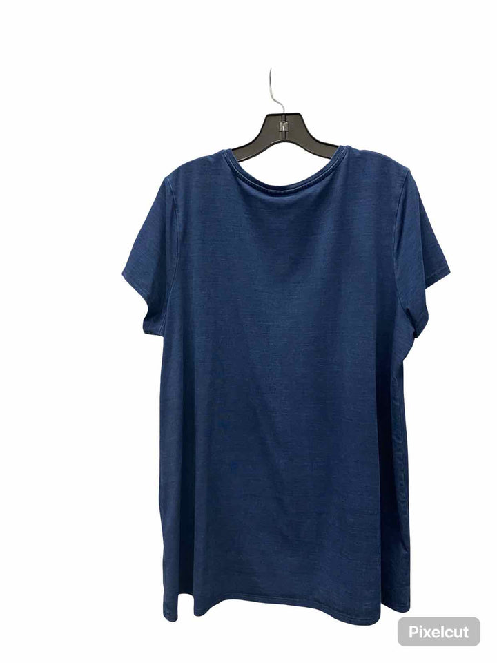 J Jill Size L Blue Short Sleeve Shirts