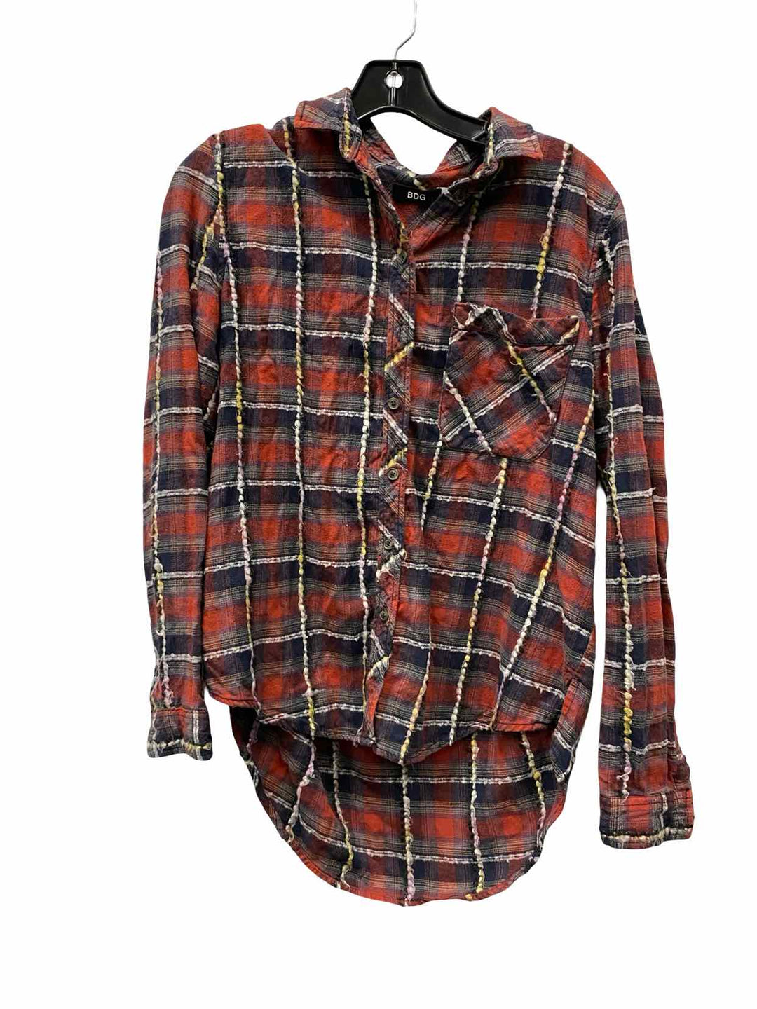 BDG Size SP Red Grey Flannel Long Sleeve Shirts