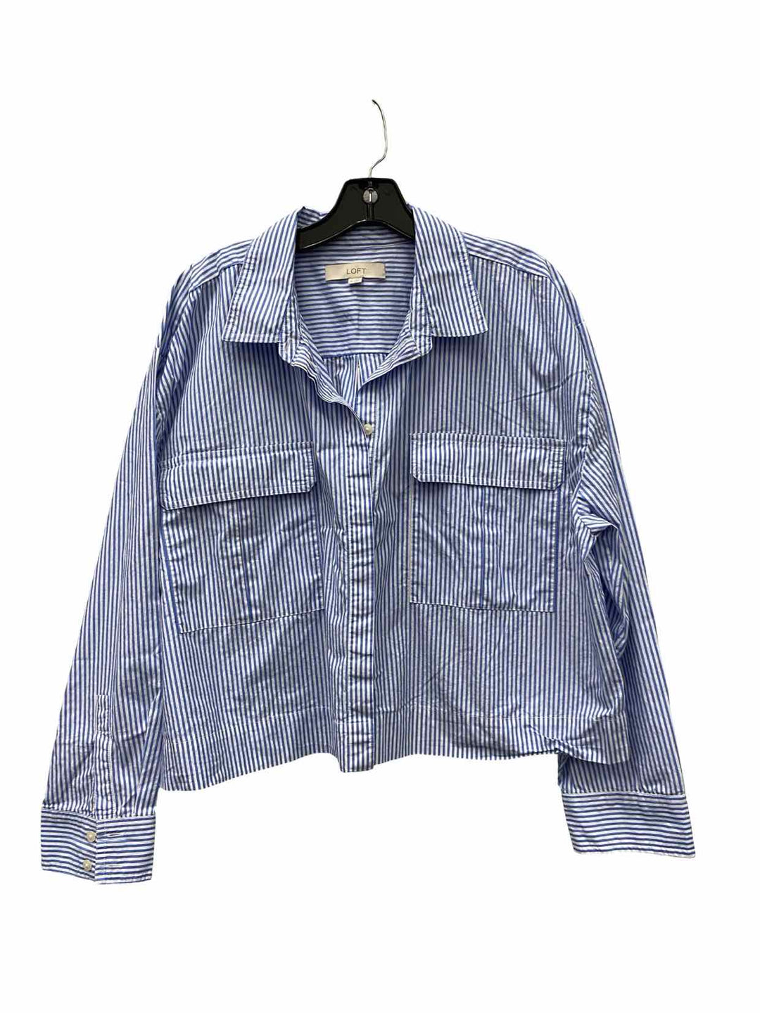 Loft Size XL White Blue Striped Long Sleeve Shirts