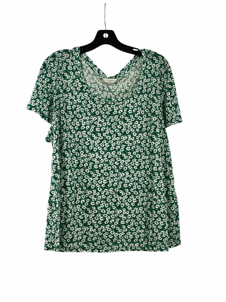 Lucky Brand Size XL Green White Floral Short Sleeve Shirts