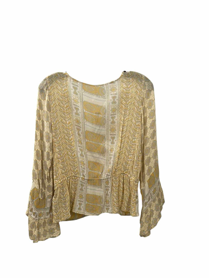 Free People Size S Yellow Print Long Sleeve Shirts