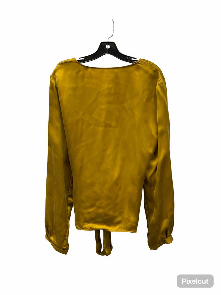 Amour Vert Size XL Gold 100% silk Long Sleeve Shirts