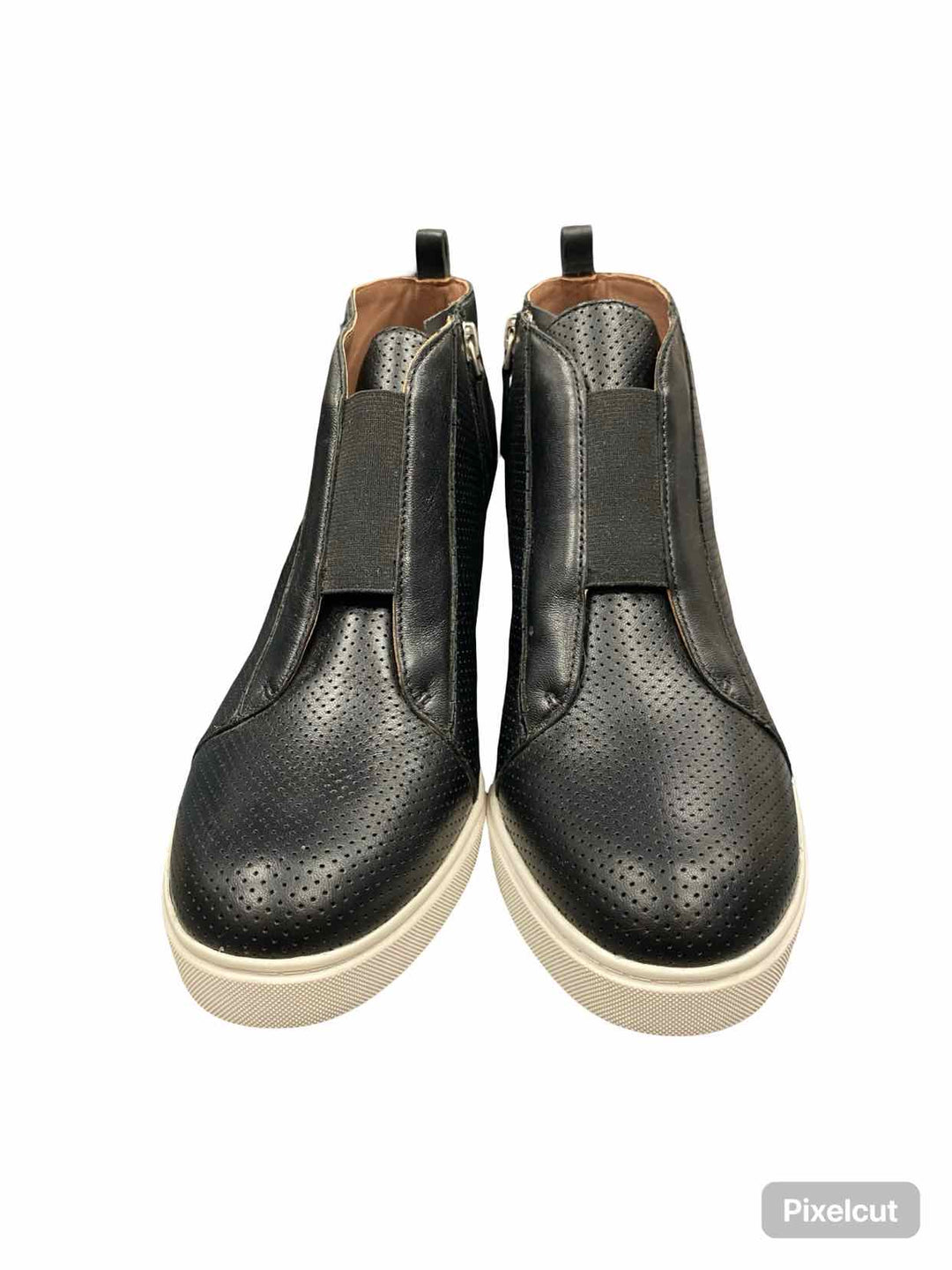 Linea Paolo Shoe Size 9 Black Leather Felicia Wedge Sneaker Boots(Ankle)