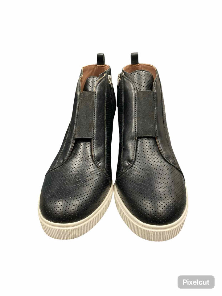 Linea Paolo Shoe Size 9 Black Leather Felicia Wedge Sneaker Boots(Ankle)