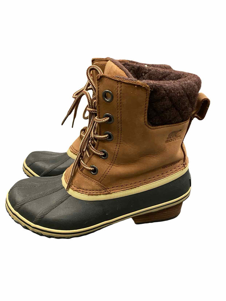 Sorel Shoe Size 9 Brown Leather Waterproof Slimpack II Lace Boots(Ankle)