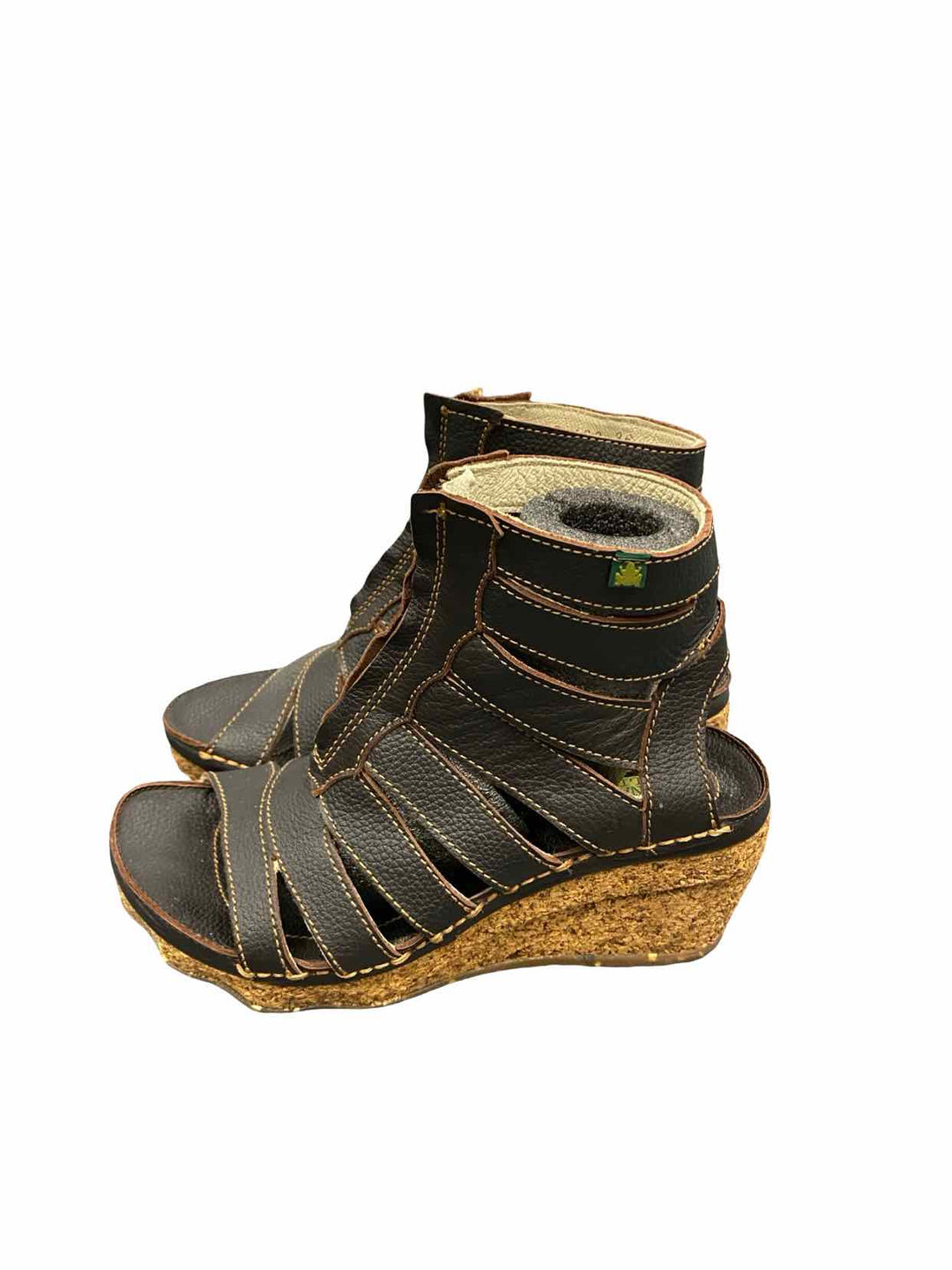 El Naturalista Shoe Size 36 Black Leather Wedge Heels