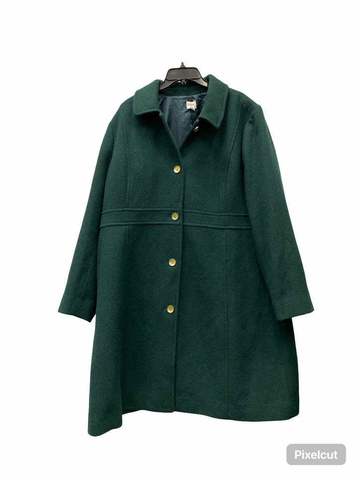 J Crew Size 22 Green 45% Wool Coat(Long)