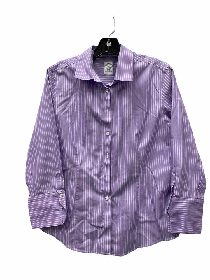 Brooks Brothers Size M Purple Striped 100% cotton Long Sleeve Shirts