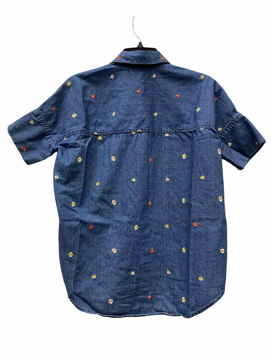 MadeWell Size XS Blue Floral 100% cotton Short Sleeve Shirts