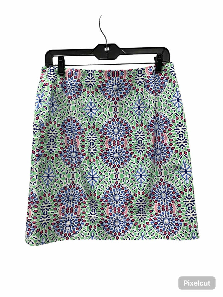 Talbots Size 6P Green Print Skirt