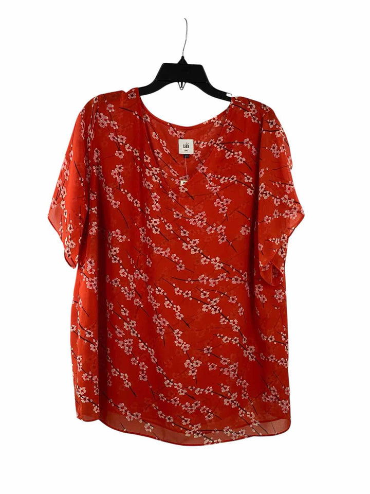 Cabi Size XXL Orange Floral Short Sleeve Shirts