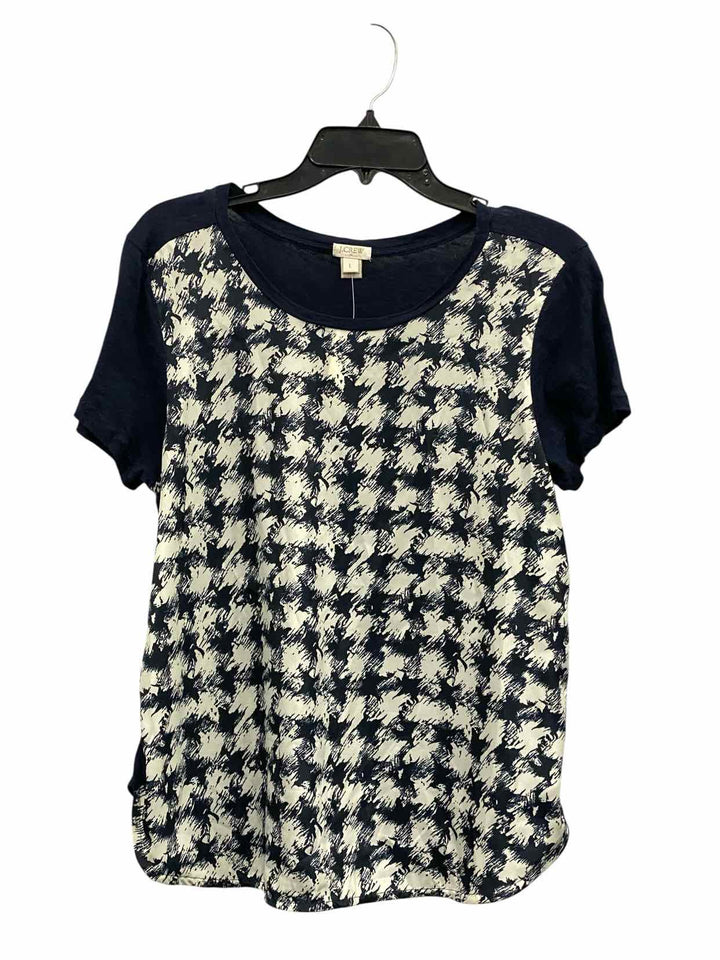 J Crew Size L Black White Print Short Sleeve Shirts