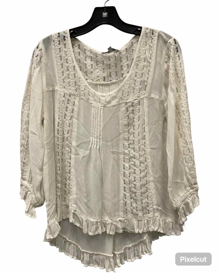 World Market Size S/M White Lace Long Sleeve Shirts