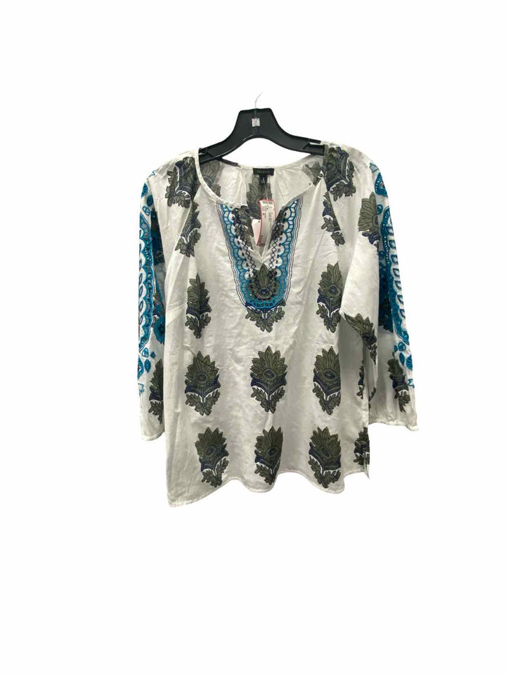 Talbots Size M White Blue Long Sleeve Shirts