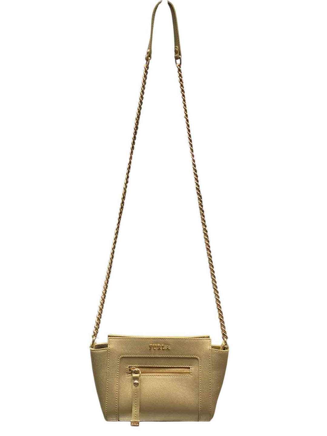 Furla Ginevra Leather Mini Crossbody Gold Purse