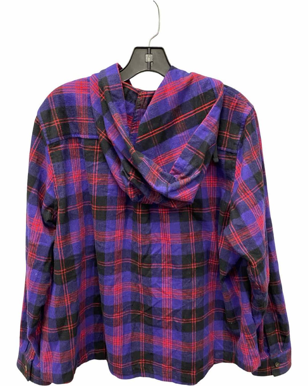 LL Bean Size LP Purple Red & Black Plaid 100% cotton Jacket