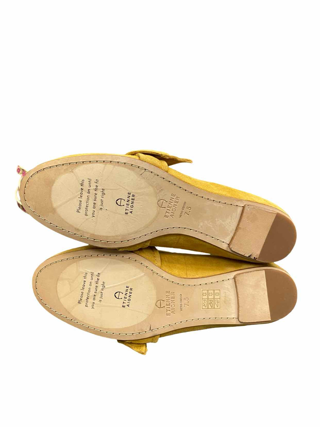 Etienne Aigner Shoe Size 7.5 Mustard Yellow Suede Chiara Flats