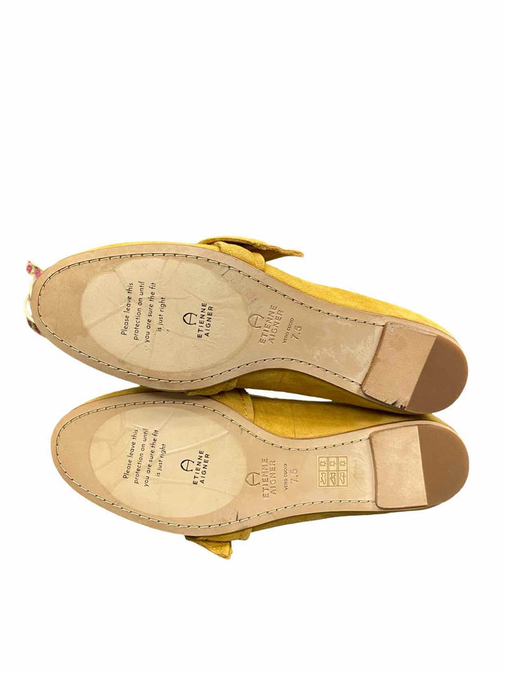 Etienne Aigner Shoe Size 7.5 Mustard Yellow Suede Chiara Flats