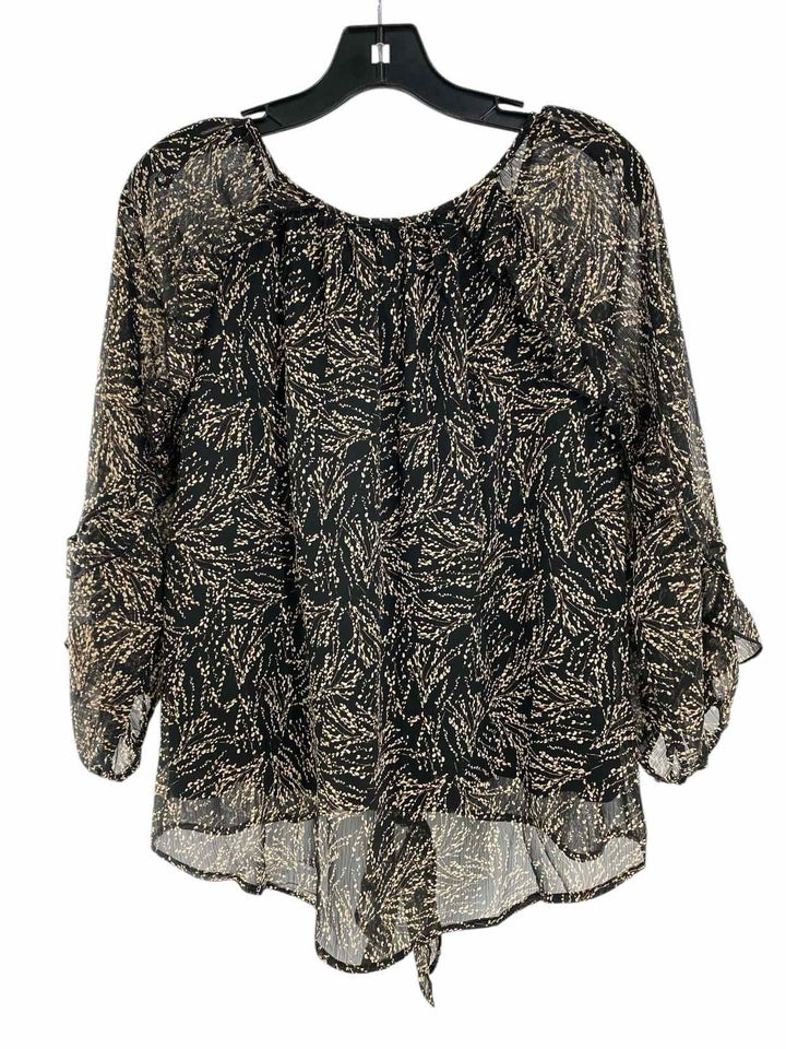 West Kei Size M Black Beige Print Long Sleeve Shirts