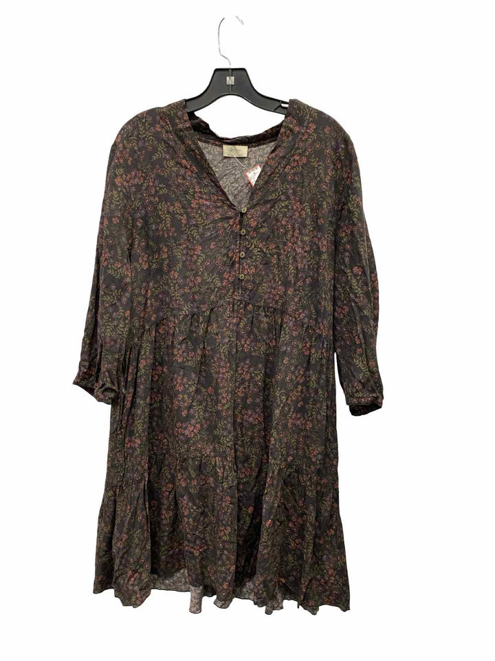 Wrap Size L Green Floral Dress