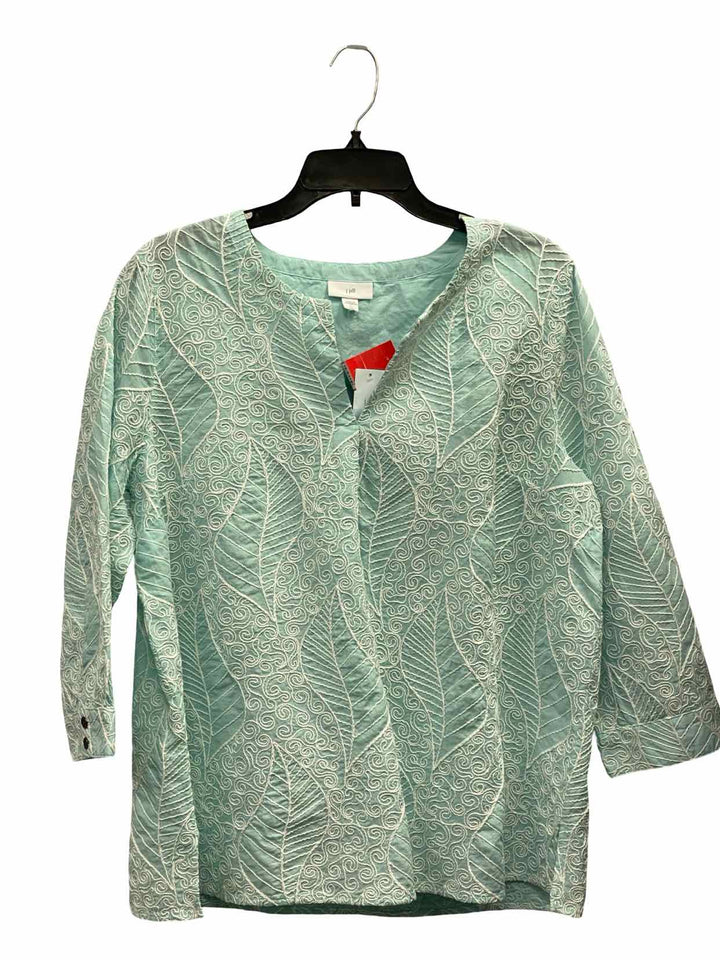 J Jill Size LT Blue White Embroidered NWT Long Sleeve Shirts
