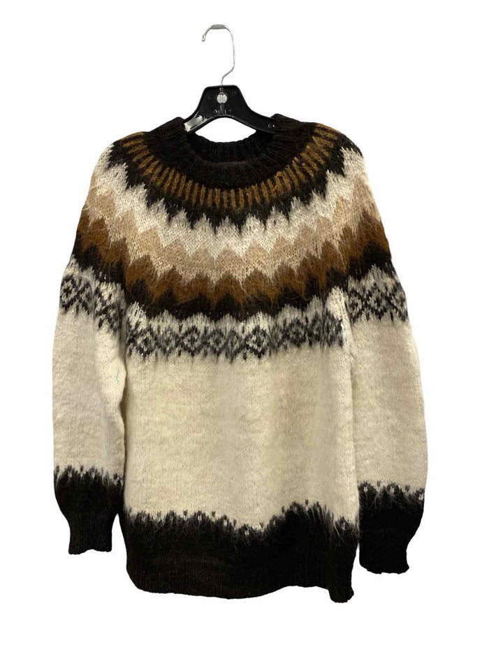 Invisible World Size XL Brown White 100% Alpaca wool Sweater