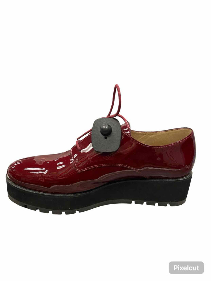 Eileen Fisher Shoe Size 11 Burgundy Patent Leather Platform Oxford Sneakers