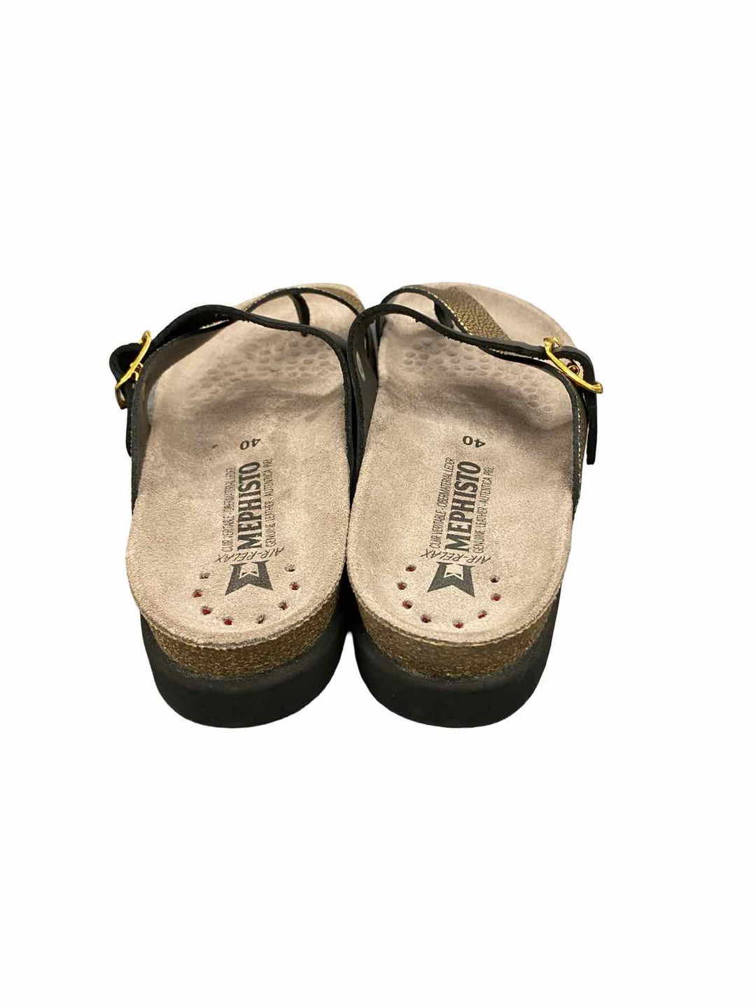 Mephisto Shoe Size 40 Black Gold Leather NWOT Helen Mix Sandals