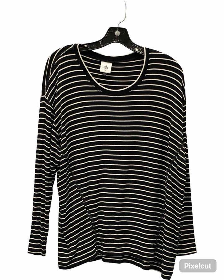 Cabi Size XS Black White Striped Long Sleeve Shirts
