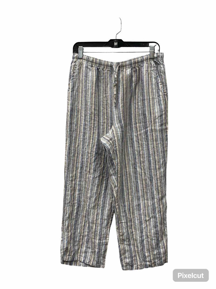 Orvis Size M Blue Multi Stripe 100% Linen Pants