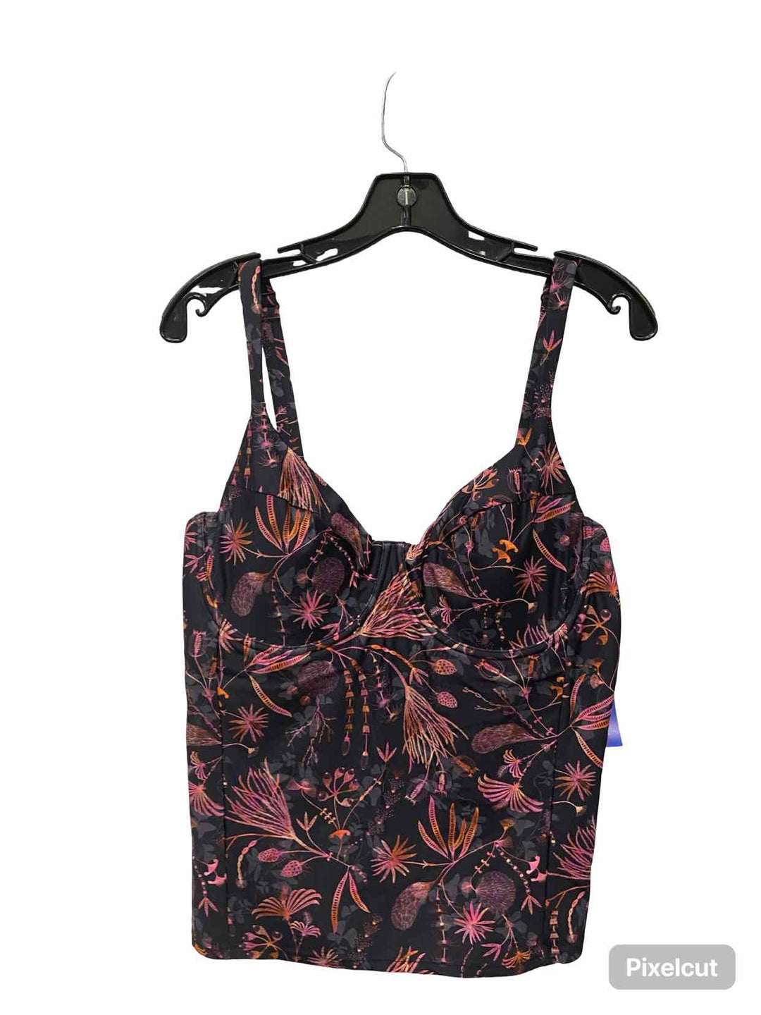 Title Nine Size 38D Black Pink Floral NWT Swimsuit Top