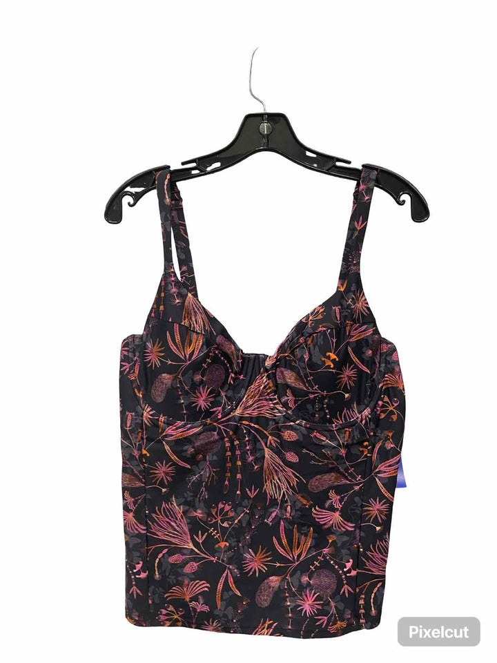 Title Nine Size 38D Black Pink Floral NWT Swimsuit Top