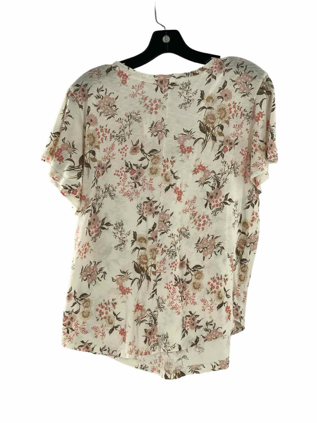 Lucky Brand Size M White Pink Floral T-shirt