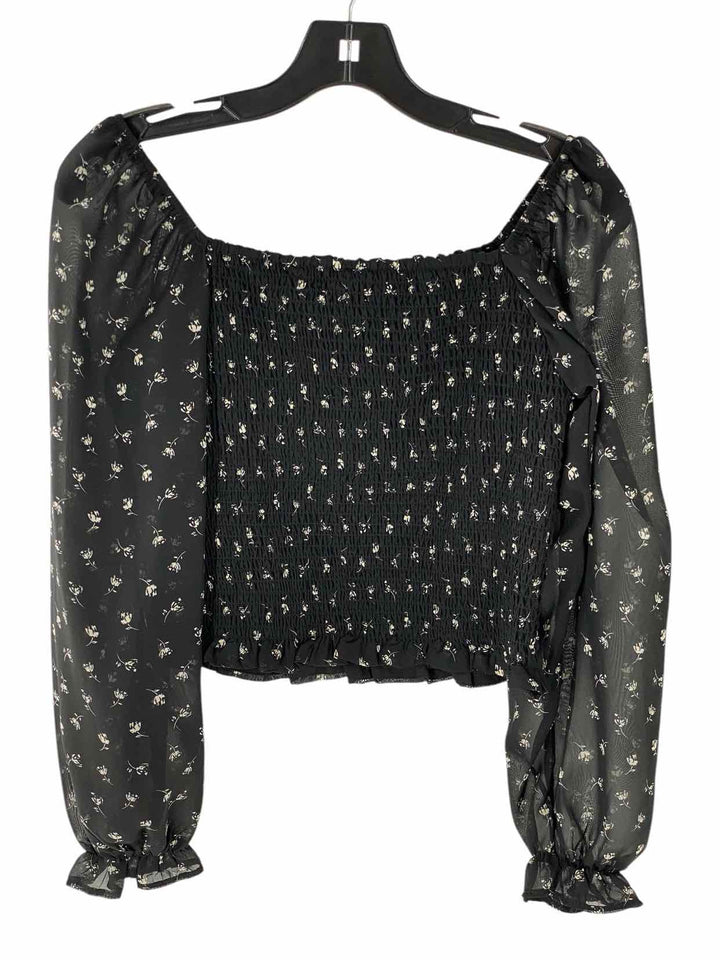 LUSH Size S Black White Flowers Long Sleeve Shirts