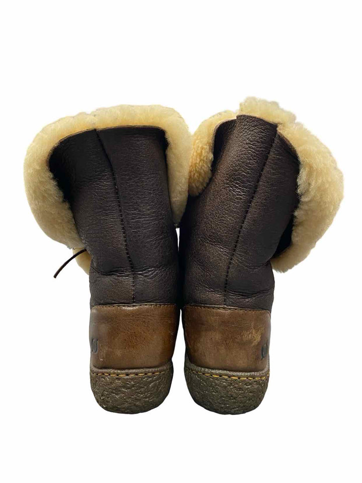 Born Shoe Size 6 Brown Leather Shearling Lining Boots(Ankle)