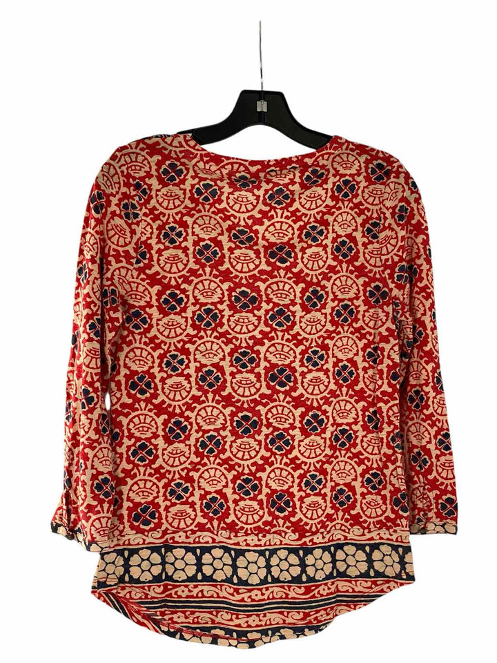 Lucky Brand Size S Red Print Long Sleeve Shirts