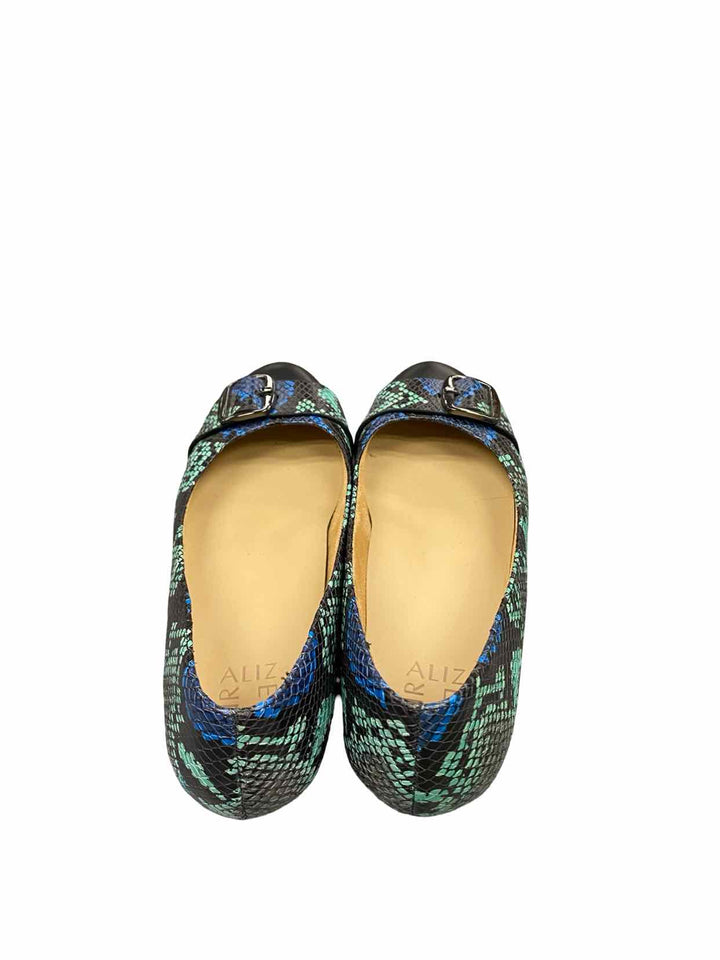 Naturalizer Shoe Size 7.5 Turqoise Black Snakeskin Pattern Marsha Flats