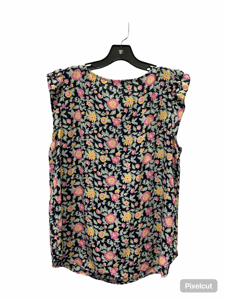 Loft Size L Green Pink Floral Tank Top