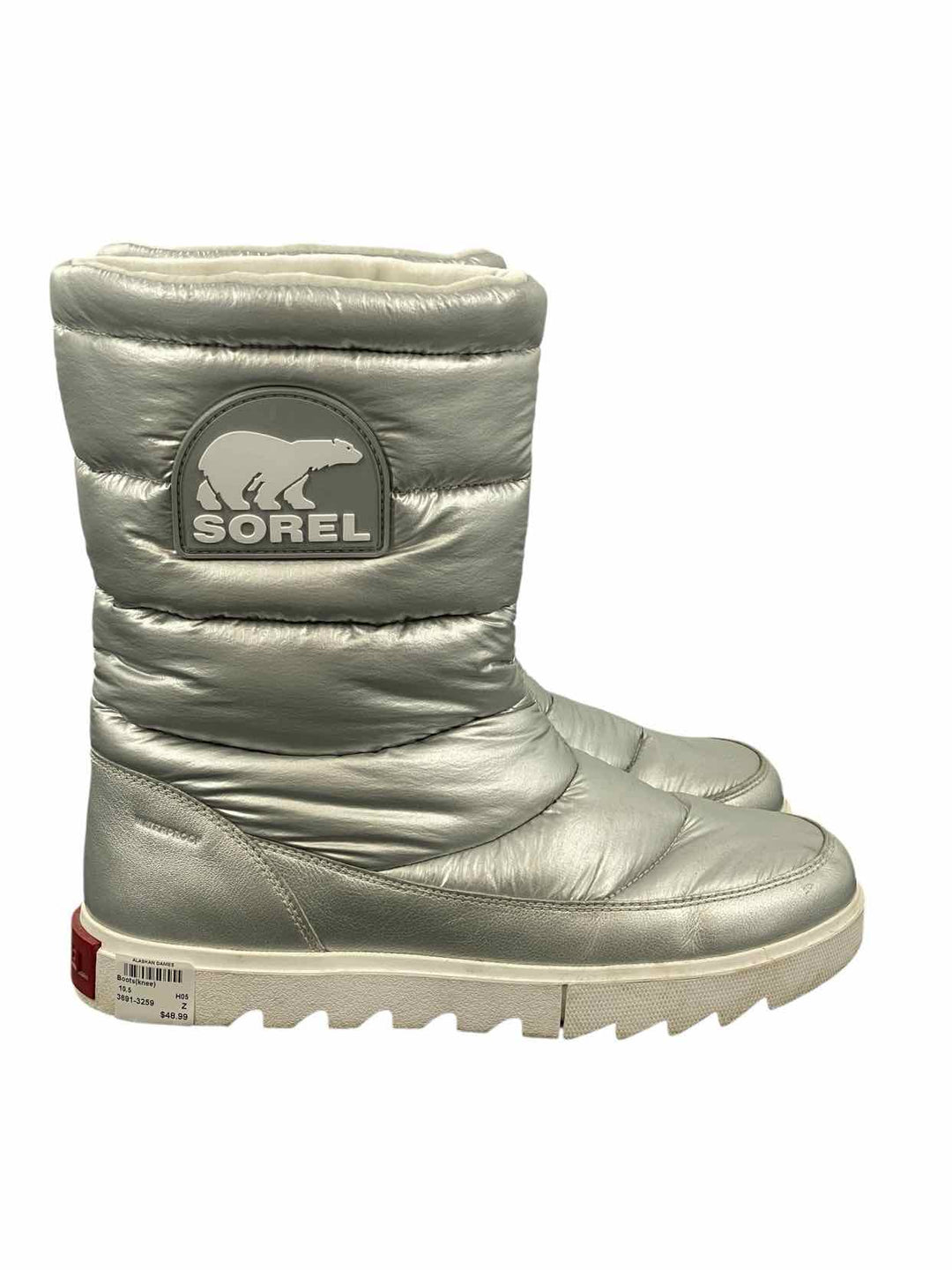 Sorel Shoe Size 10.5 Silver "Joan of Arctic Puffy 10" Boots(knee)